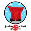 Circle icon Fushimi Inari Torii. vector illustration. Landmark icon. japan