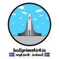 Circle icon Hallgrimskirkja. vector illustration