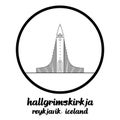 Circle icon Hallgrimskirkja. vector illustration