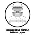 Circle Icon line Tenguyama Shrine. Vector illustration Royalty Free Stock Photo