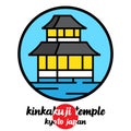 Circle icon kinkakuji temple. vector illustration