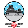 Circle icon Kumamoto castle. vector illustration