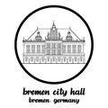 Circle Icon line Bremen City Hall. vector illustration