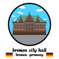 Circle Icon line Bremen City Hall. vector illustration Royalty Free Stock Photo