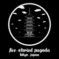 Circle Icon line Five-Storied Pagoda Sensoji Temple Asakusa.vector illustration