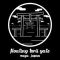Circle icon line Floating Torii Gate. vector illustration
