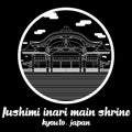 Circle Icon line fushimi inari main shrine. vector illustration