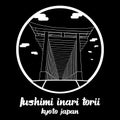 Circle icon line Fushimi Inari Torii . vector illustration