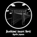 Circle icon line Fushimi Inari Torii. vector illustration
