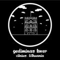 Circle Icon line Gediminas Tower. vector illustration