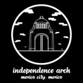 Circle Icon line Independence Arch Mexico. Vector illustration