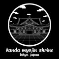 Circle Icon line Kanda Myojin Shrine. vector illustration