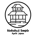 Circle icon line kinkakuji temple. vector illustration