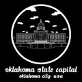 Circle icon line Oklahoma State Capitol Icon. vector illustration