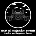 Circle Icon line Omar Ali Saifuddien Mosque. vecctor illustration