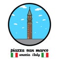Circle Icon Line Piazza San Marco. Vector Illustration