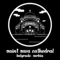 Circle icon line Saint Sava Cathedral. vector illustration Royalty Free Stock Photo