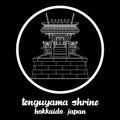 Circle Icon line Tenguyama Shrine. Vector illustration Royalty Free Stock Photo