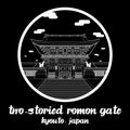 Circle Icon line Two-storied Romon gate. Vector illustration