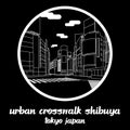 Circle icon line Urban Crosswalk Shibuya Tokyo Japan. vector illustration