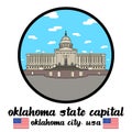 Circle icon Oklahoma State Capitol Icon. vector illustration