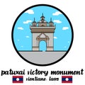 Circle icon Patuxai Victory Monument. vector illustration