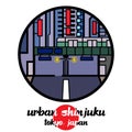 Circle icon urban shinjuku. vector illustration