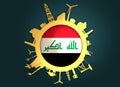 Circle with industry relative silhouettes. Iraq flag Royalty Free Stock Photo