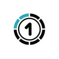 Circle Infographic Segmented Wheel One Number Loading Progress Indicator Modern Black and Blue Royalty Free Stock Photo