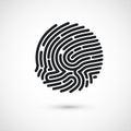 Circle Ink Fingerprint icon design for application. Finger print flat scan. Vector illustration isolated on white background Royalty Free Stock Photo