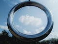 Circle iron ring with a cloud image inside