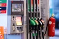 Circle K gas station with fuel, oil, gasoline and diesel, close-up of a petrol pump fueling gun