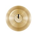 Circle keyhole template for locker, door handle or padlock. Realistic golden key hole mockup Royalty Free Stock Photo