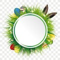 Easter Eggs Hare Ears Circle Label Transparent