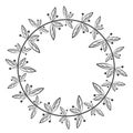 Circle leaf frames. Floral leaves round frame, flower ornament circles and flowers circled border. Laurel leaf wreath icons for Royalty Free Stock Photo