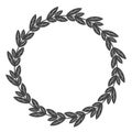 Circle leaf frames. Floral leaves round frame, flower ornament circles and flowers circled border. Laurel leaf wreath icons for