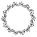 Circle leaf frames. Floral leaves round frame, flower ornament circles and flowers circled border. Laurel leaf wreath icons for Royalty Free Stock Photo