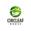 Circle leaf house logo concept design. Symbol graphic template element Royalty Free Stock Photo