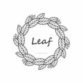 Circle leaf, line art frame design Royalty Free Stock Photo