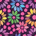 Circle leaf petal seamless pattern