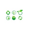 Circle leaves ecology logo,plant water sphere Set of round icon symbol vector design Royalty Free Stock Photo