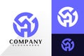 Circle letter a contraction logo and icon design vector concept for template