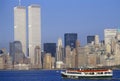 Circle Line boat to see Statue of Liberty with World Trade Center, New York City, NY Royalty Free Stock Photo