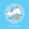 Circle line flat design of cloud data, modern illustration Royalty Free Stock Photo