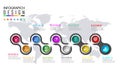 Circle linked business elements infographic template with world map background Royalty Free Stock Photo