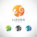 Circle Lizard Icon. Logo Design.