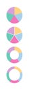 Circle loading template. Circular progress bar with 5 segments. 100 percent round pie chart. Piechart with slices
