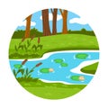 Circle locations, little landscape (summer pond in the woods) Royalty Free Stock Photo