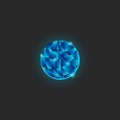 A circle of logo flakes structure a shiny blue gradient, a glows power round shape of intersecting plates, a fantastic sci-fi