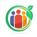 Circle logo icon for community with vegetarian lifestyle, healthy lifestyle